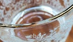 16 Vintage Libbey Floral Etched Glassware Gold Rim Hostess 6 With Box #159 12oz
