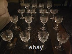16-piece vintage French etched glass stemware set (excellent condition)