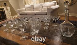 17-piece vintage French etched glass stemware set (superb condition)