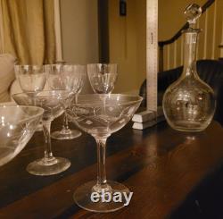 17-piece vintage French etched glass stemware set (superb condition)