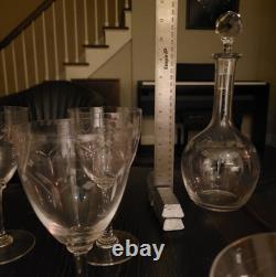 17-piece vintage French etched glass stemware set (superb condition)
