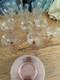 17pc Vintage Morgantown Queen Louise Pink Stemware & Fostoria Versailles Plates