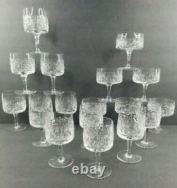 18 Moser Crystal Wine Sherbet Glasses Set Vintage Clear Bohemian Barware RARE