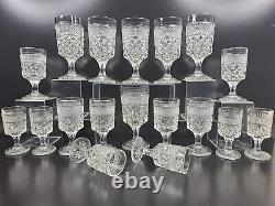 18 Pc Anchor Hocking Wexford Goblets Claret Wine Glasses Set Vintage Etched Lot