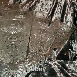 18 Vintage Wine Glasses Anchor Hocking Wexford Glass Diamond Cut Pattern