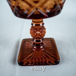 1928's VintageYellow Amber Elegant 5 Diamond Cut Wine Goblet Glasses