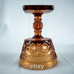 1928's VintageYellow Amber Elegant 5 Diamond Cut Wine Goblet Glasses