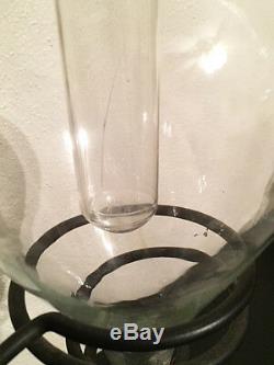 1930's VINTAGE ANTIQUE DOUBLE DAHLIA GLASS IRON WINE DECANTER COLLECTIBLE RARE