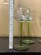1958 Vintage Luminarc Green Stemmed Wine Glasses Made in France Set of 3
