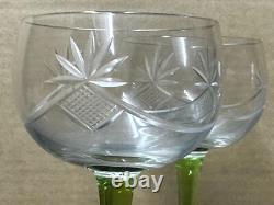 1958 Vintage Luminarc Green Stemmed Wine Glasses Made in France Set of 3