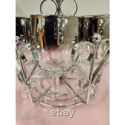 1960s Set of 6 Wine Glasses and Caddy Vintage Dorothy Thorpe-Style Silver Fade B