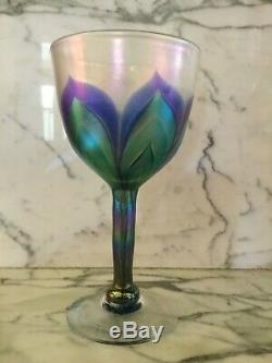 1970's Vintage Studio Art Glass 7 Wine Glasses Unsigned Lundberg Studios