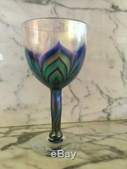 1970's Vintage Studio Art Glass 7 Wine Glasses Unsigned Lundberg Studios