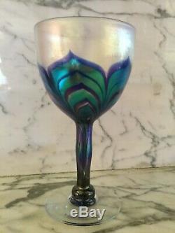 1970's Vintage Studio Art Glass 7 Wine Glasses Unsigned Lundberg Studios