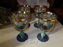 1983 Vintage Mackenzie Childs Wine Water Glasses Goblets Nwl