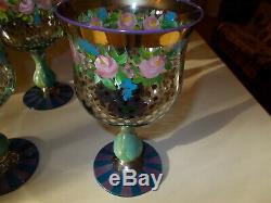 1983 Vintage Mackenzie Childs Wine Water Glasses Goblets Nwl