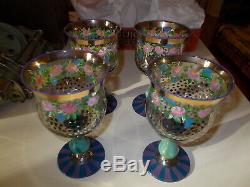 1983 Vintage Mackenzie Childs Wine Water Glasses Goblets Nwl