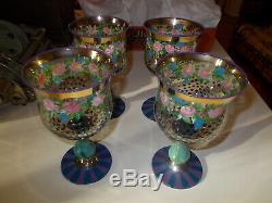 1983 Vintage Mackenzie Childs Wine Water Glasses Goblets Nwl