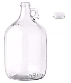 1 Gallon Glass Jug with Cap Lid One Vintage Jar Milk Water Wine Making Bottles