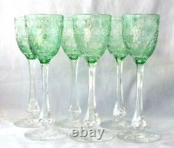 1 Vintage 8 5/8 Tall Webb Corbett Cameo Glass Intaglio Green Wine 6 Available