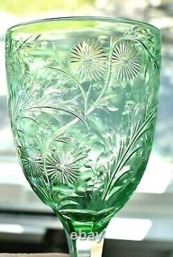 1 Vintage 8 5/8 Tall Webb Corbett Cameo Glass Intaglio Green Wine 6 Available