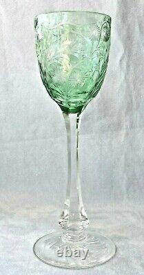 1 Vintage 8 5/8 Tall Webb Corbett Cameo Glass Intaglio Green Wine 6 Available