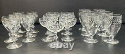 20 VTG Laurel Wreath Cut Crystal Glasses 7 Cordial/Wine, 7 Dessert, 6 Goblet