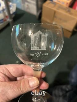 21 Club Nyc Vintage Rare Set Of (4) Crystal Wine Glasses Circa 1950