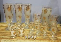 21 Libbey Golden Foliage Glasses Pilsner, Cordial, Shaker, Shot Glass, Wine
