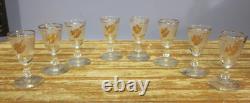 21 Libbey Golden Foliage Glasses Pilsner, Cordial, Shaker, Shot Glass, Wine