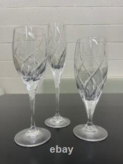 21 Piece Vintage Etched Crystal Wine, Champagne & Water glasses floral