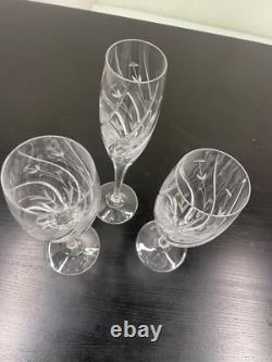 21 Piece Vintage Etched Crystal Wine, Champagne & Water glasses floral
