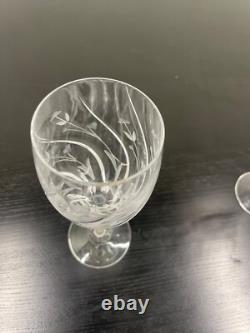 21 Piece Vintage Etched Crystal Wine, Champagne & Water glasses floral