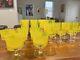 21 VTG 1960s MCM Denby Mirage Yellow Wine, Water And Goblets, 3 Sets Of 7