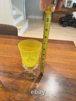 21 VTG 1960s MCM Denby Mirage Yellow Wine, Water And Goblets, 3 Sets Of 7