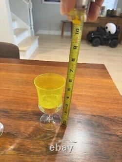 21 VTG 1960s MCM Denby Mirage Yellow Wine, Water And Goblets, 3 Sets Of 7