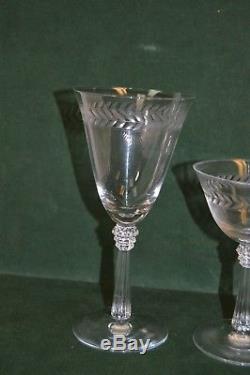 21 Vintage Hand Etched American Fostoria Glasses Wine, Champagne, and Cordial