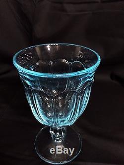 22 Vintage Fostoria Navarre Blue Crystal Water Wine Goblets Ice Cream Glass Set