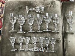 22 antique VAL ST LAMBERT CUT CRYSTAL WINE GLASSES & cordial Lalaing TCPL CLEAR