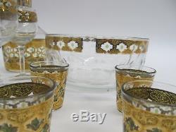 22k Gold Vintage Culver Valencia Set Decanter, Wine & Shot Glasses, Salad Bowl
