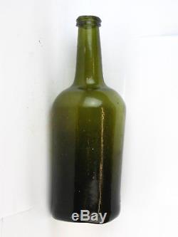 23745 Old Vintage Antique Black Glass Bottle Freeblown Wine Mallet Cylinder