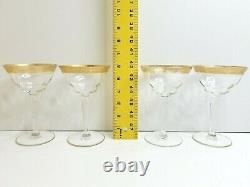 23 Gold Rim MCM Clear Optic Facet Swirl VTG Goblet Wine Champagne Cordial Plates