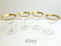 23 Gold Rim MCM Clear Optic Facet Swirl VTG Goblet Wine Champagne Cordial Plates