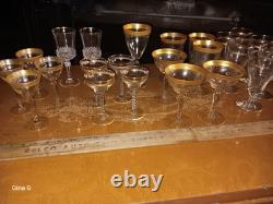 23 Vintage Tiffin Franciscan GOLD MintonOptic Water/WINE GOBLETS/Glass/GLASSES