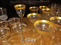 23 Vintage Tiffin Franciscan GOLD MintonOptic Water/WINE GOBLETS/Glass/GLASSES