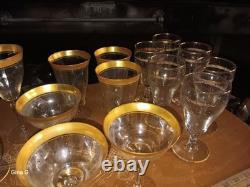 23 Vintage Tiffin Franciscan GOLD MintonOptic Water/WINE GOBLETS/Glass/GLASSES