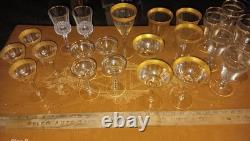 23 Vintage Tiffin Franciscan GOLD MintonOptic Water/WINE GOBLETS/Glass/GLASSES