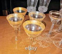 23 Vintage Tiffin Franciscan GOLD MintonOptic Water/WINE GOBLETS/Glass/GLASSES