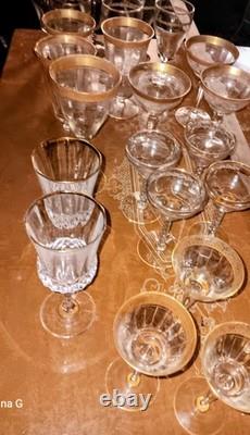 23 Vintage Tiffin Franciscan GOLD MintonOptic Water/WINE GOBLETS/Glass/GLASSES