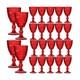 24 Pcs Red Vintage Wine Glasses Set, 10 Ounces Colored Glass Water Goblets, U